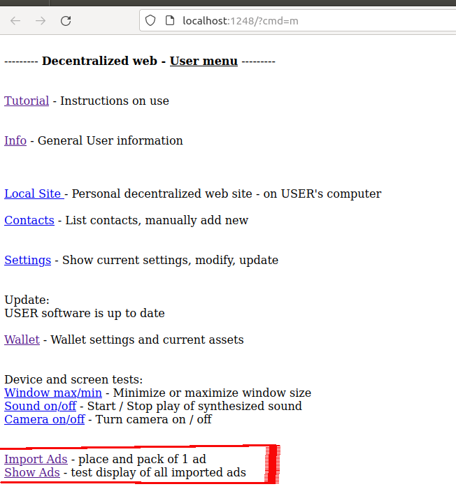 decentralized web user settings