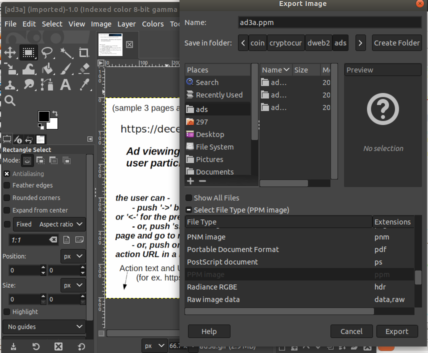 Gimp - export to .ppm